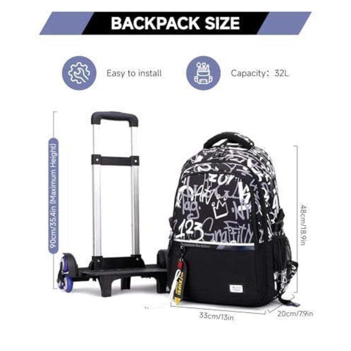Schulrucksack mit Rollen für Jungen – Höhenverstellbar & Wasserdicht