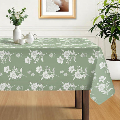 Tischdecke Blumen Garten Salbeigrün 152x264cm Rechteck