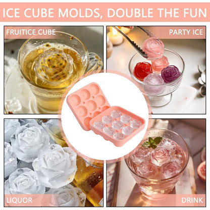Silikon Eiswürfelform Rose 9er Set mit Deckel