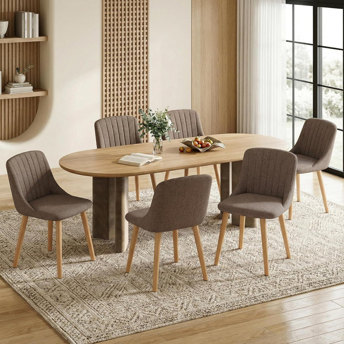 Esszimmerstuhl Braun 2er Set – Polsterstuhl Holzbeine