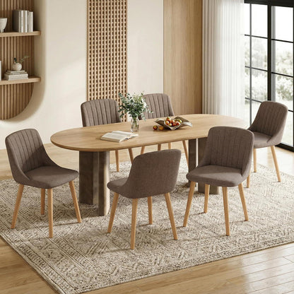 Esszimmerstuhl Braun 2er Set – Polsterstuhl Holzbeine