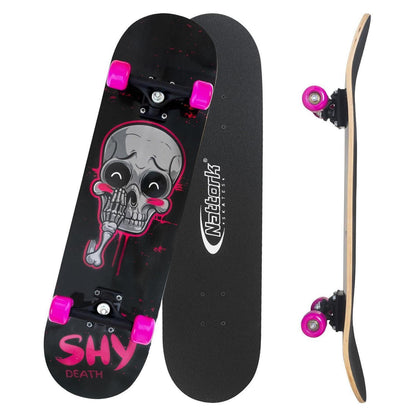 Komplett Skateboard 31 Zoll – Checkerboard Design Pink Skull