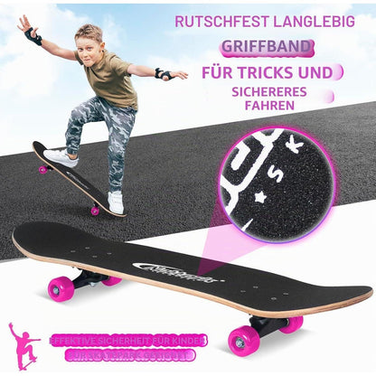 Komplett Skateboard 31 Zoll – Checkerboard Design Pink Skull