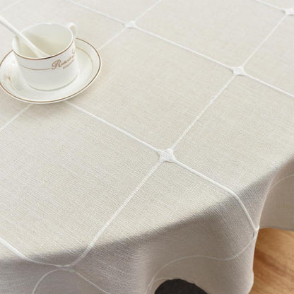 Runde Tischdecke Leinenoptik 150 cm Weiß – Abwaschbar