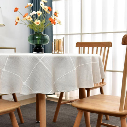 Runde Tischdecke Leinenoptik 150 cm Weiß – Abwaschbar
