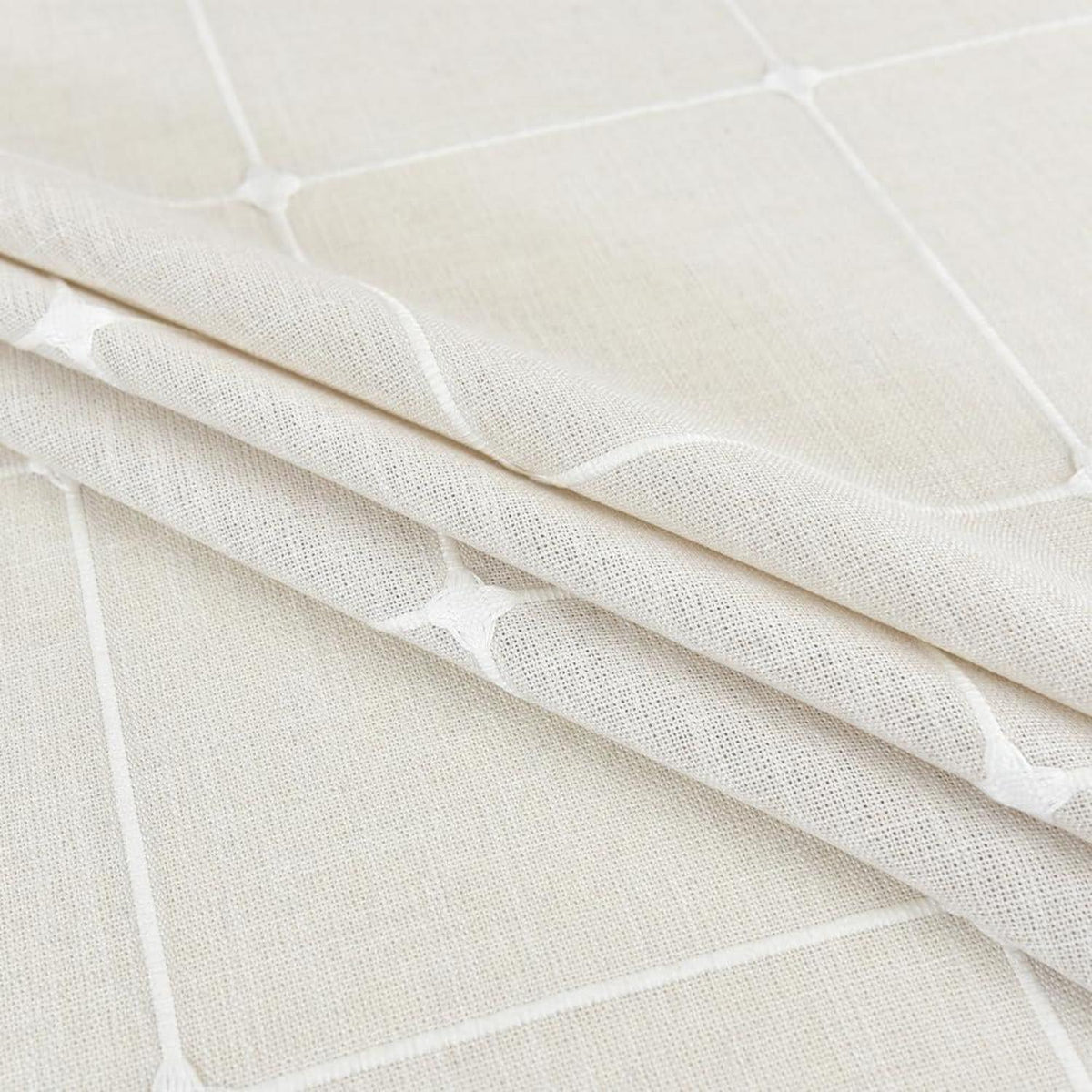 Runde Tischdecke Leinenoptik 150 cm Weiß – Abwaschbar