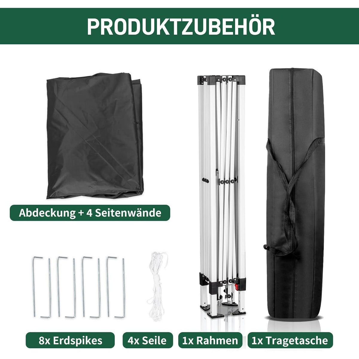 3x3m Faltpavillon mit 4 Seiten – Wasserdicht & UV-Schutz
