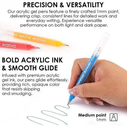 60er Acryl Gelstifte Set mit Malblock – 1.0mm Spitze