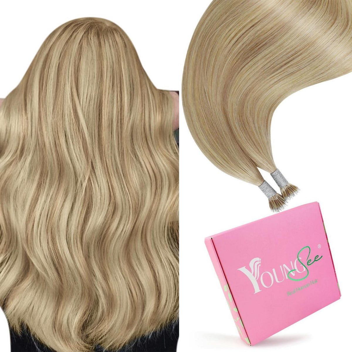 Echthaar Nano Ring Extensions Blond 45cm - Volumenspendend & Unsichtbar
