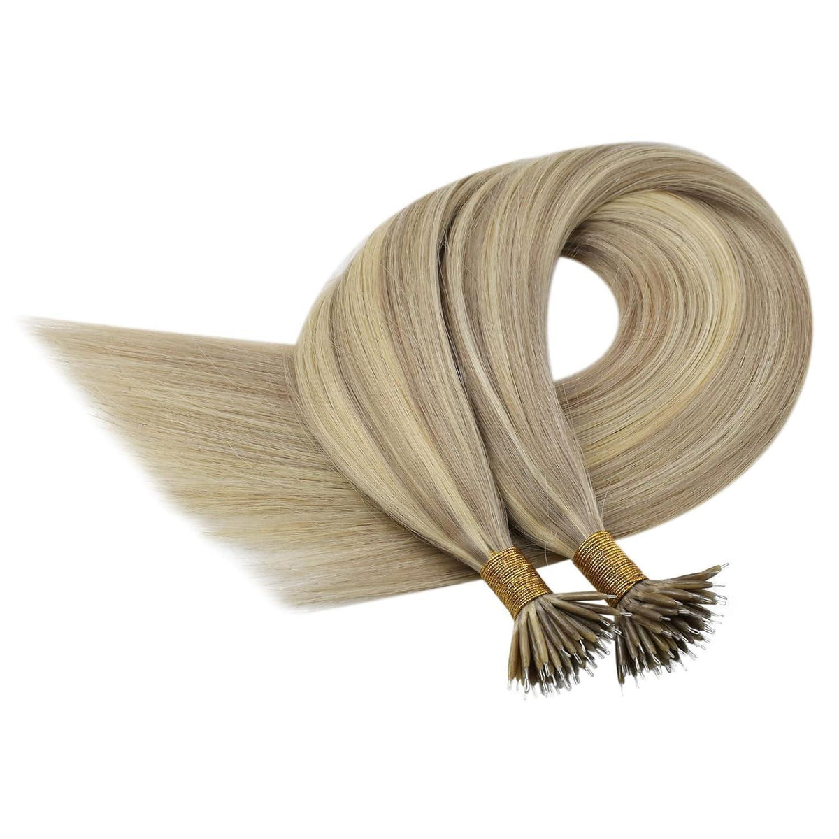 Echthaar Nano Ring Extensions Blond 45cm - Volumenspendend & Unsichtbar