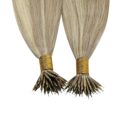 Echthaar Nano Ring Extensions Blond 45cm - Volumenspendend & Unsichtbar