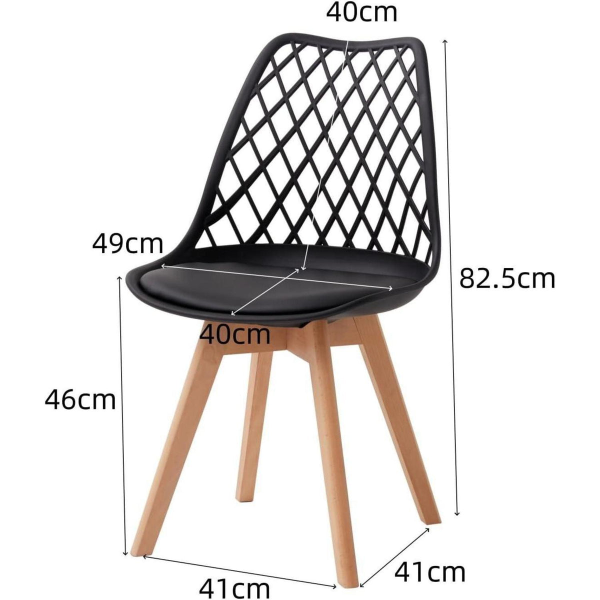 Esszimmerstuhl Set 4er-Pack, Netzrücken, Schwarz