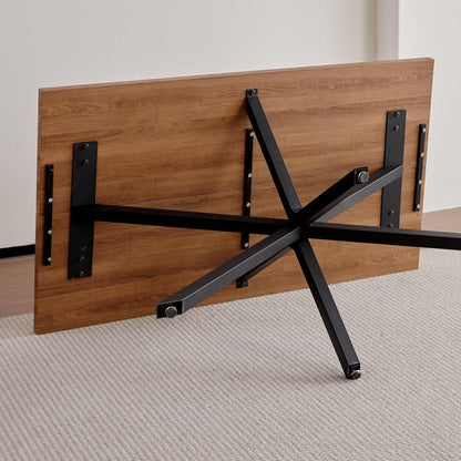 Esstisch Set 140x78cm Holz & 4 Esszimmerstühle Beige/Dunkelbraun