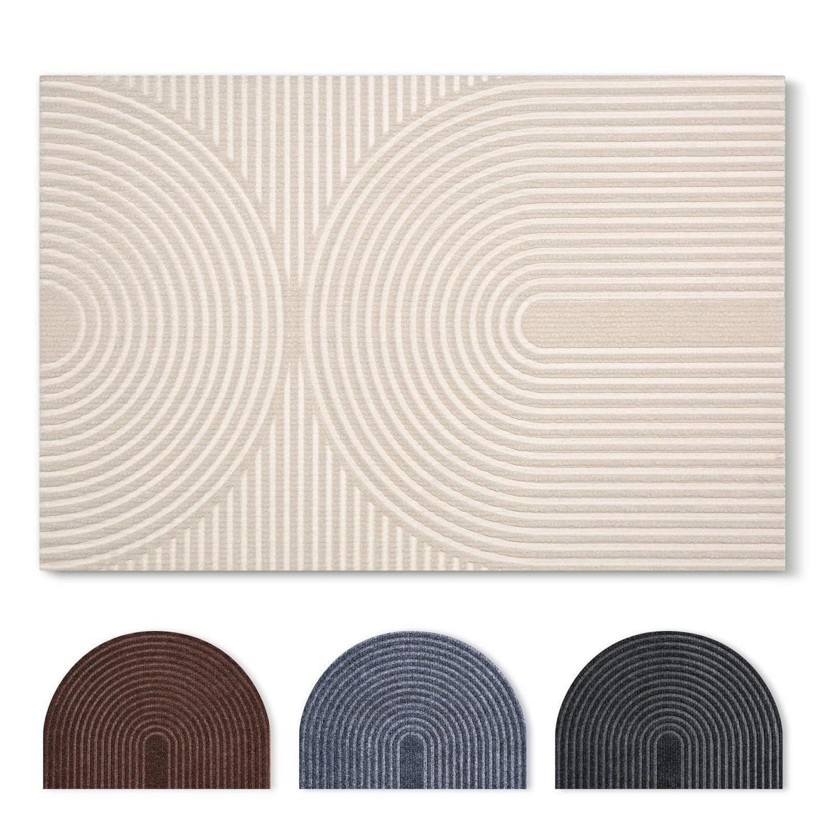 Fußmatte 60x90cm rutschfest – Elfenbein Wellen Design