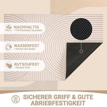 Fußmatte 60x90cm rutschfest – Elfenbein Wellen Design