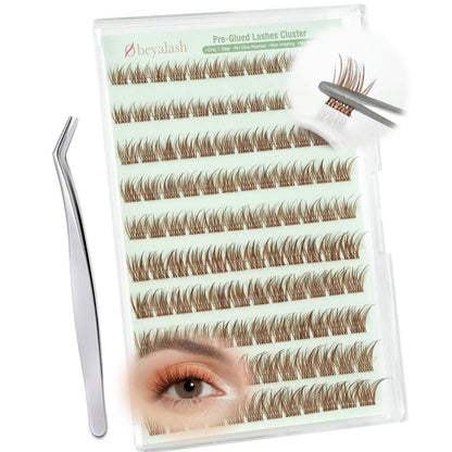 Selbstklebende Wimpern Brown Cluster Lashes 120pcs C Curl