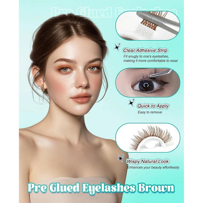 Selbstklebende Wimpern Brown Cluster Lashes 120pcs C Curl