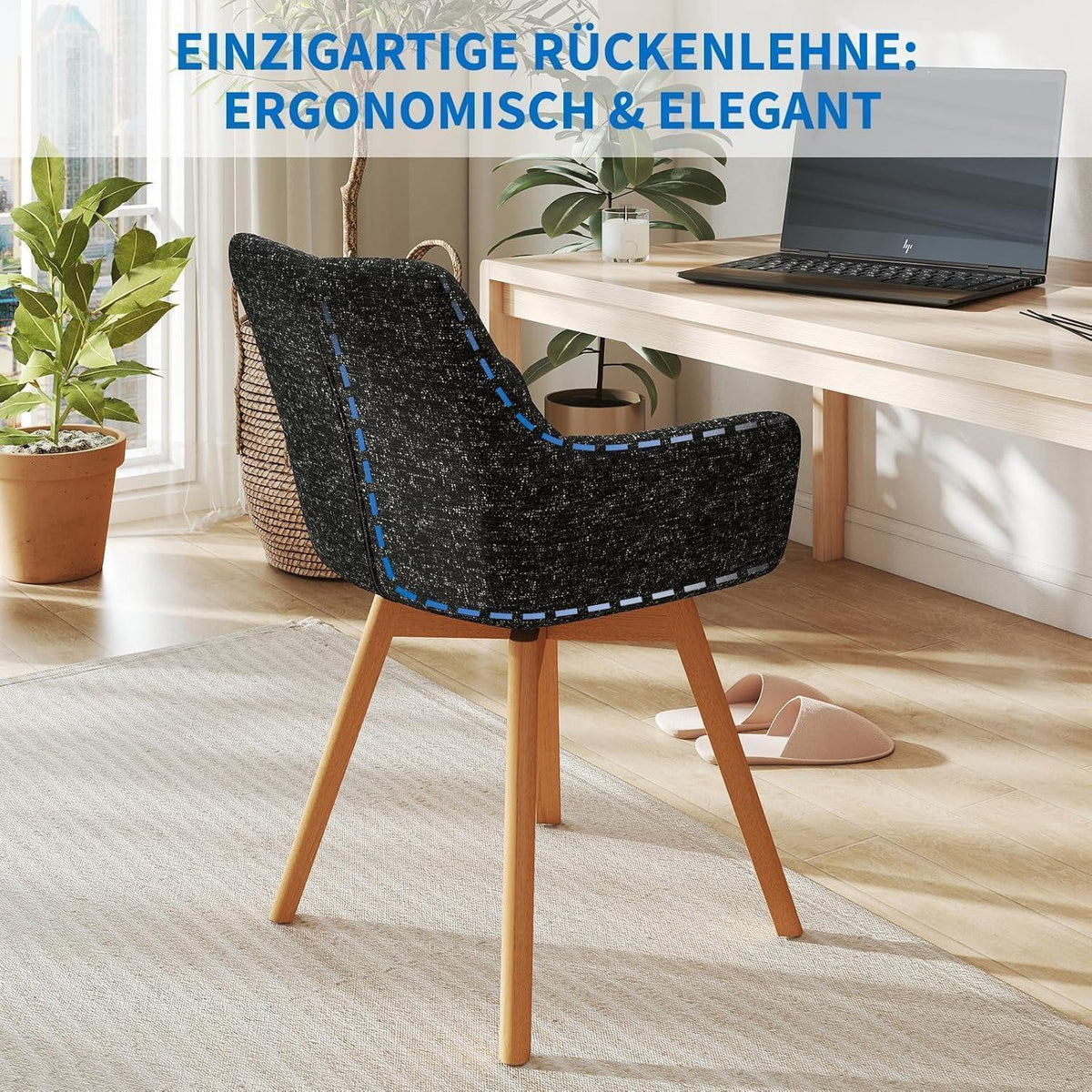 Drehbare Esszimmerstühle 2er Set mit Armlehnen, Schwarz