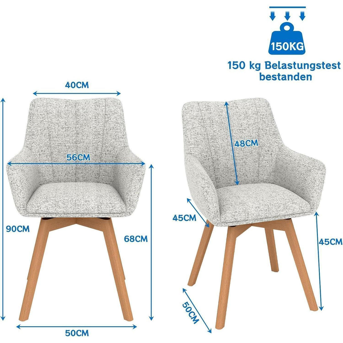 Drehbare Esszimmerstühle 4er Set Beige – Komfortabler Polsterstuhl