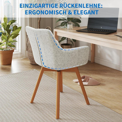 Drehbare Esszimmerstühle 4er Set Beige – Komfortabler Polsterstuhl