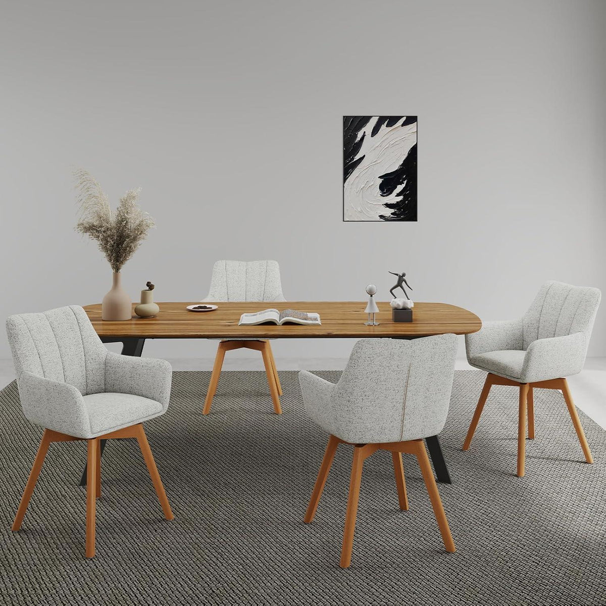 Drehbare Esszimmerstühle 4er Set Beige – Komfortabler Polsterstuhl