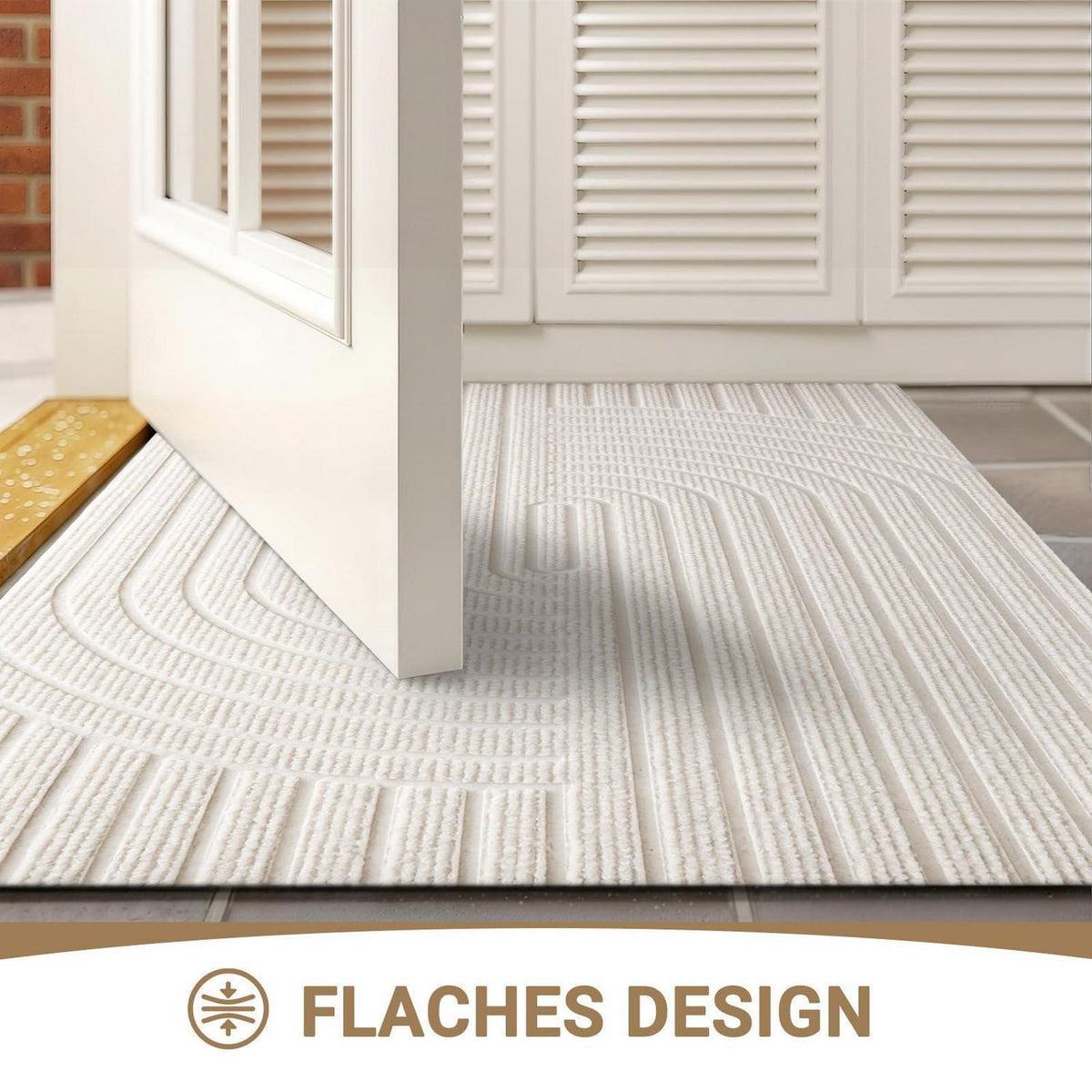 Fußmatte 50x80cm rutschfest – Elfenbein Wirbel