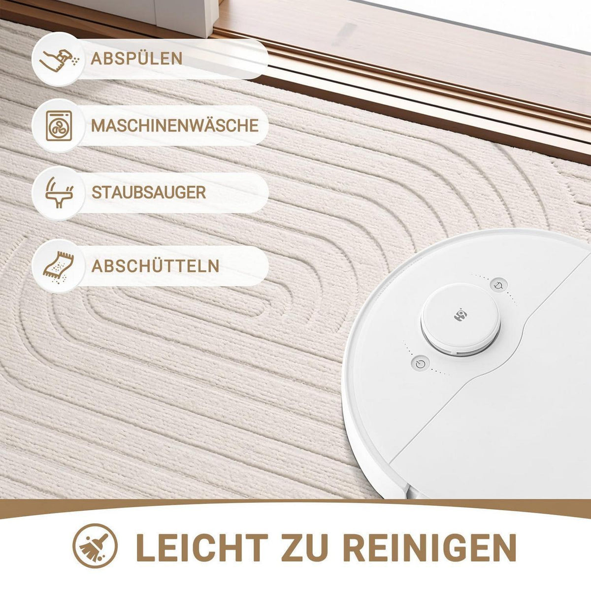 Fußmatte 50x80cm rutschfest – Elfenbein Wirbel