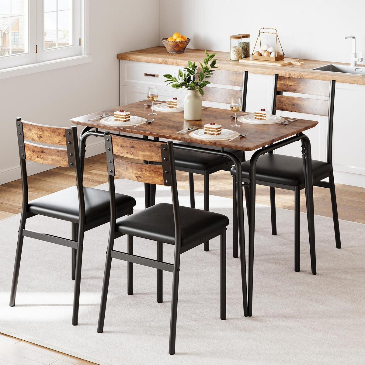 5-teiliges Esszimmer-Set für 4 Personen – Platzsparend & Modern