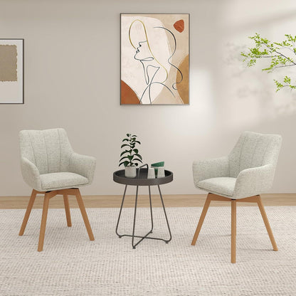Drehbare Esszimmerstühle 4er Set Khaki – Bequeme Polsterstühle