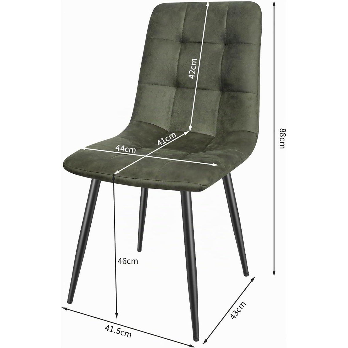 Gepolsterte Esszimmerstühle 4er Set, Grün, Modernes Design