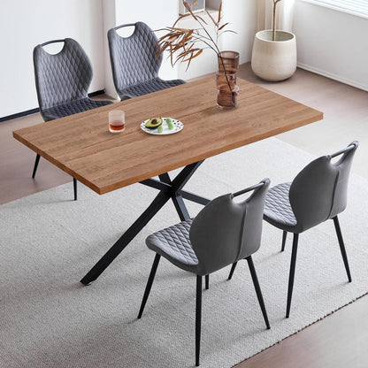 Esstisch Set 140x78cm Holz & Grau Stühle – Modernes Esszimmer