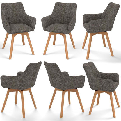 Drehbare Esszimmerstühle Set 6 | Mokka, Modern & Komfortabel
