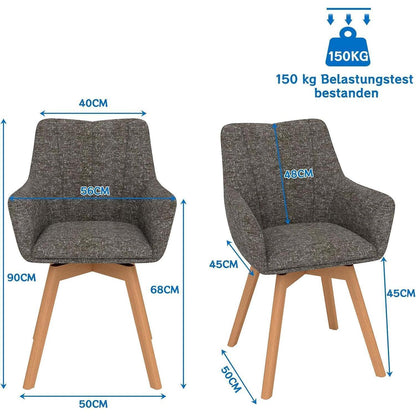 Drehbare Esszimmerstühle Set 6 | Mokka, Modern & Komfortabel