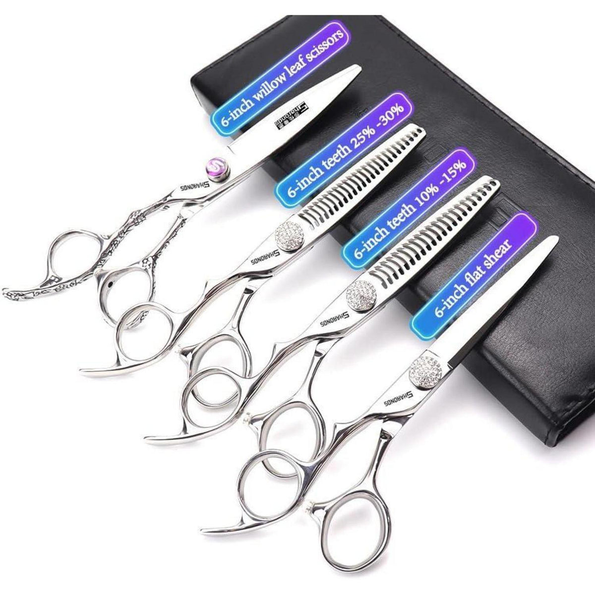 6 Zoll Friseurschere Set für Linke Hand – 4 Stück