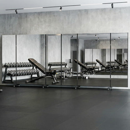 3-Fach Faltbarer Ganzkörperspiegel 240x210cm – Weiß, Standspiegel mit Rollen