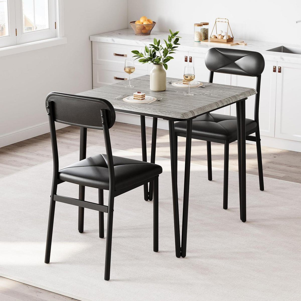 Esszimmer Set für 2 Personen – Grau, Küchentisch mit Stühlen