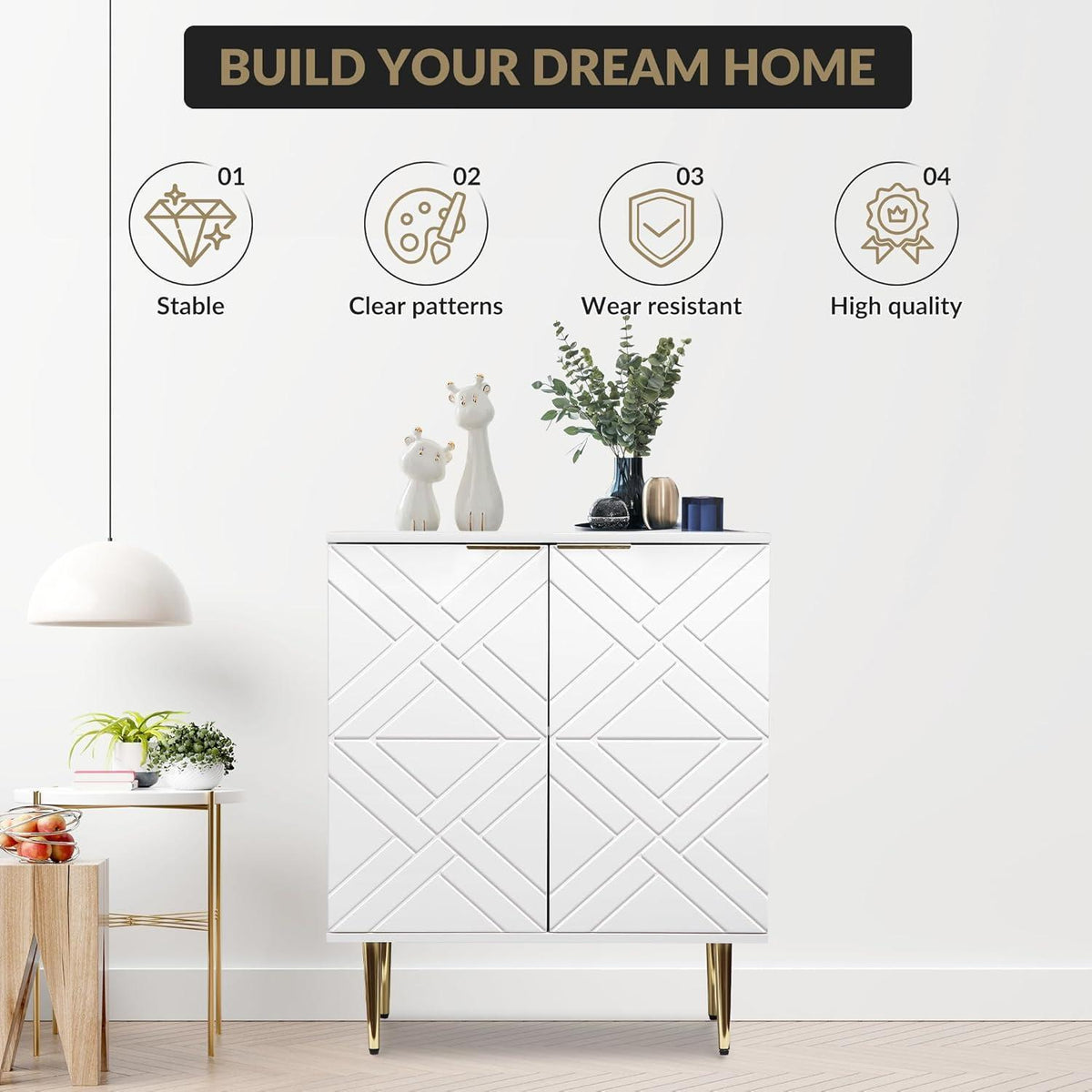 Weißes Sideboard mit Fächern – Anrichte & Stauraumschrank