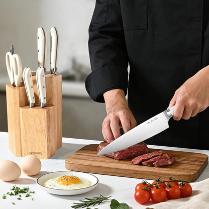 7-teiliges Küchenmesser-Set Edelstahl mit Block