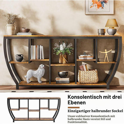 Schmaler Konsolentisch 160cm – Vintagebraun, Beistelltisch für Flur & Wohnzimmer