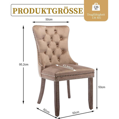 Samt Esszimmerstühle 4er Set mit Massivholzbeinen
