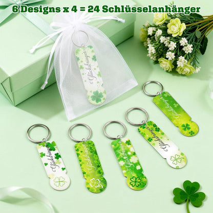 24x Einkaufswagenchip Schlüsselanhänger mit Organza Taschen & Glücksbringer