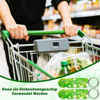 24x Einkaufswagenchip Schlüsselanhänger mit Organza Taschen & Glücksbringer