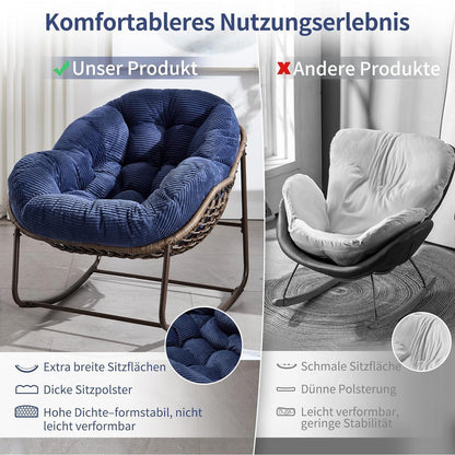 Überdimensionaler Papasan Schaukelstuhl Blau