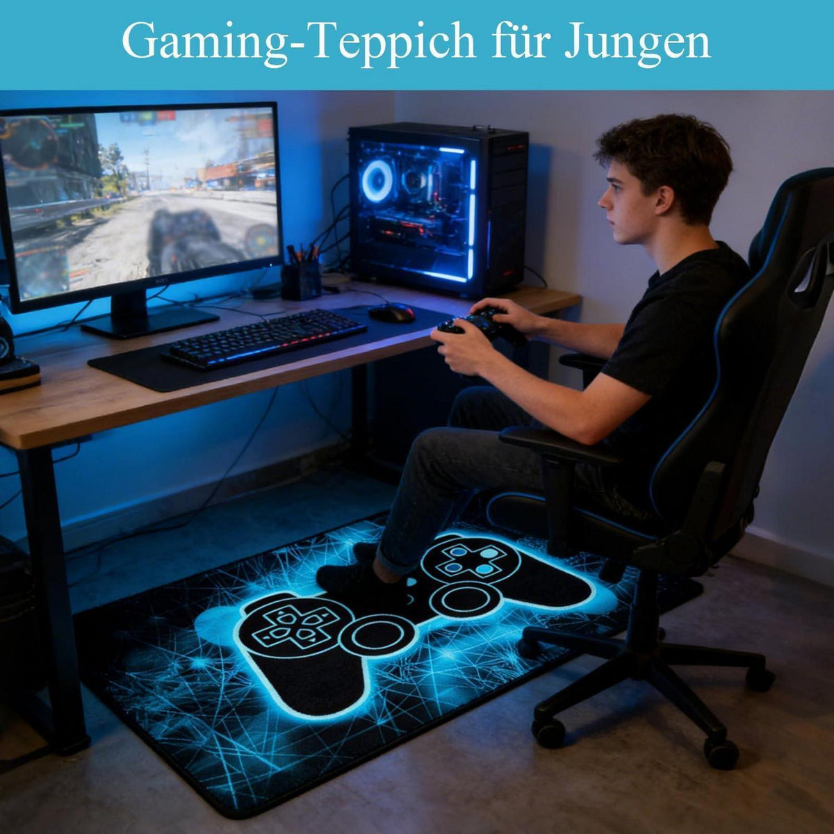 Gaming Teppich Controller Design – Rutschfest & Weich 80x120cm