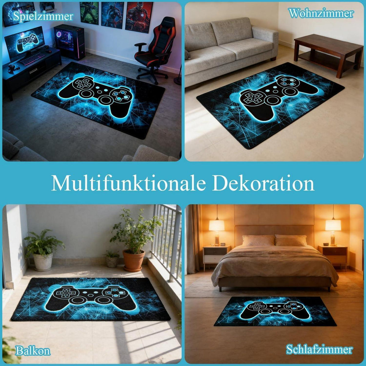 Gaming Teppich Controller Design – Rutschfest & Weich 80x120cm