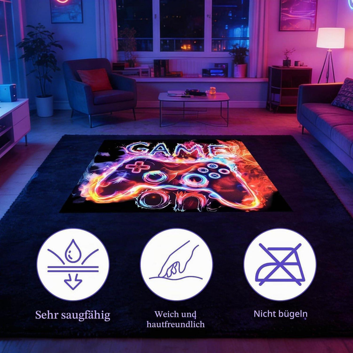 Gaming Teppich Controller Design – Rutschfest & Weich 80x120cm
