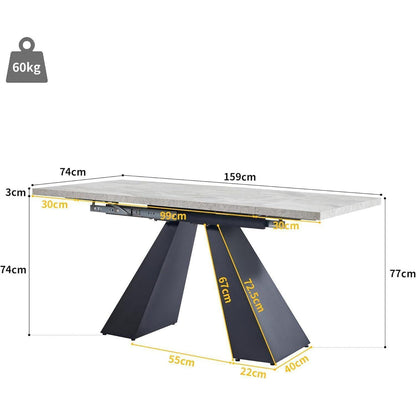 Ausziehbarer Esstisch 99-159cm – Esszimmer Tisch mit Marmor Optik