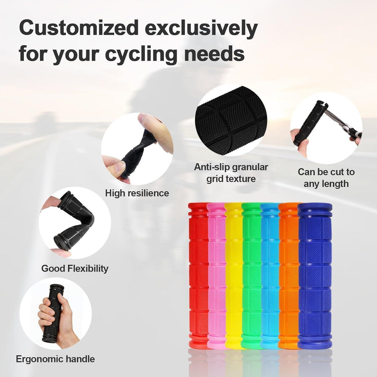 Ergonomische Fahrradgriffe 22mm - Rutschfest & Weich Purple