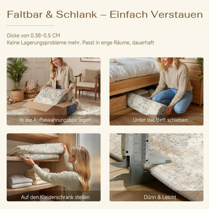 Waschbarer Teppich Wohnzimmer 160x230cm Beige & Braun Abstrakt