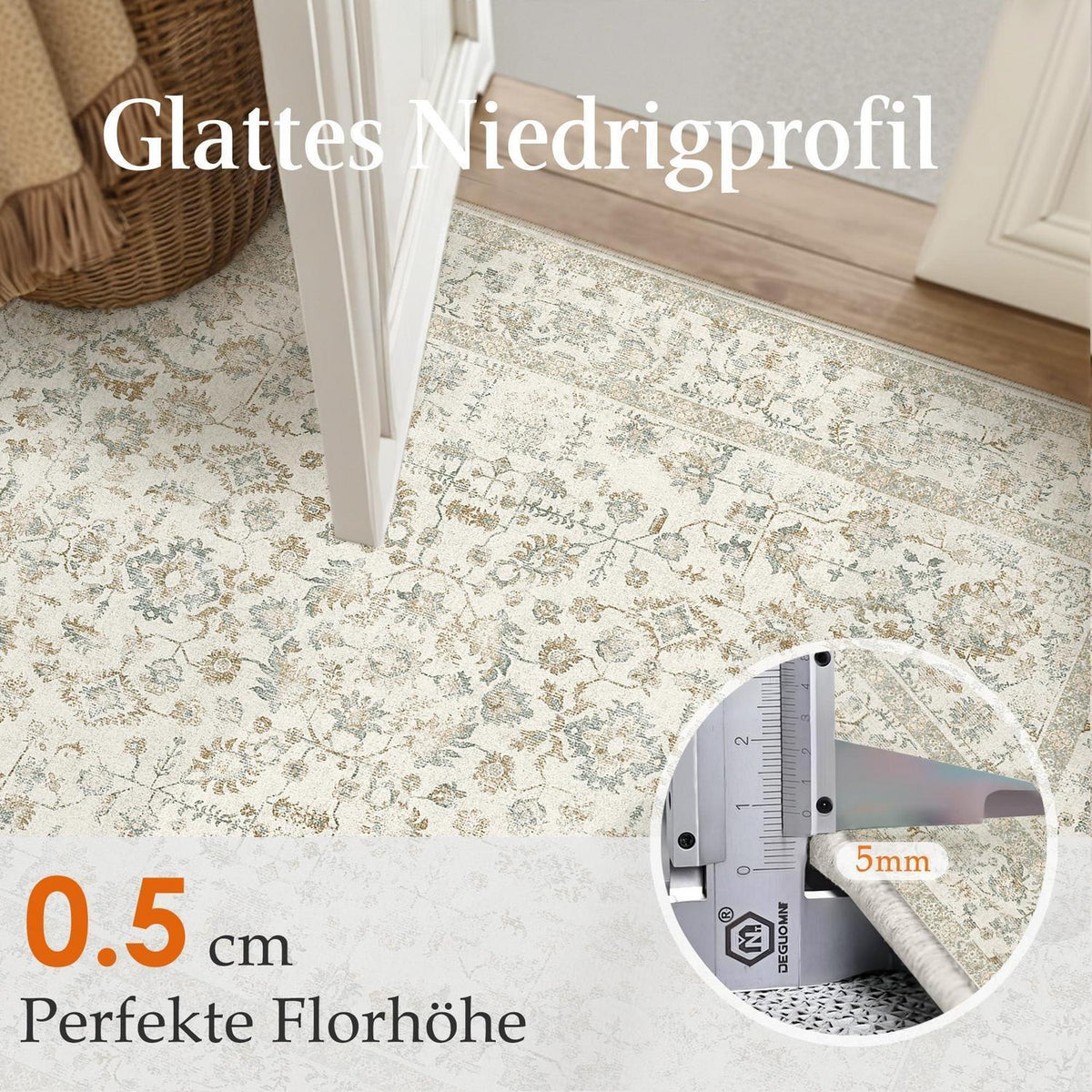 Waschbarer Teppich Wohnzimmer 200x300cm Teebraun Light